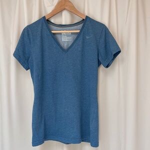 nike v neck slim fit slate blue t-shirt medium